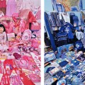 pink blue